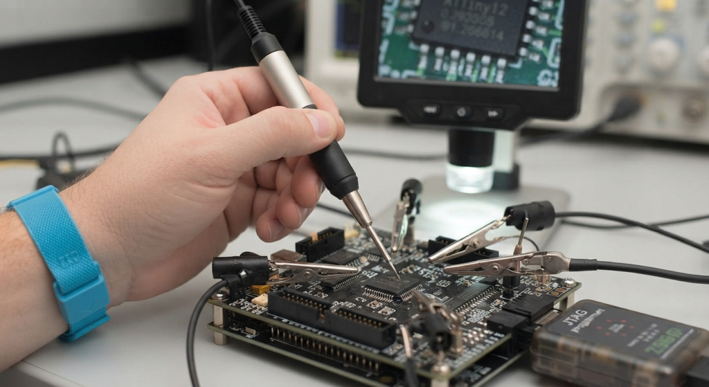 La expresión desbloquear el firmware del microcontrolador ATtiny12 generalmente se refiere a un esfuerzo autorizado para recuperar, preservar o analizar el firmware y el contenido de memoria asociado de un dispositivo existente. En un proyecto con ATtiny12, los clientes pueden describir el requisito utilizando términos como crack, desbloqueo, lectura, volcado, copia, replicación o descifrado, dependiendo del resultado de ingeniería deseado. Los recursos relevantes pueden incluir flash, eeprom, memoria, programa, archivo, datos, binario, heximal, firmware, código fuente y software. El ATtiny12 almacena código de aplicación compilado, no el código fuente original, por lo que el contenido de memoria recuperado normalmente se gestiona como firmware o datos binarios de programación. “heximal” se conserva aquí como palabra clave SEO, aunque hexadecimal es el término técnicamente correcto. Del mismo modo, un dispositivo bloqueado o con protección no debe describirse automáticamente como cifrado, porque los mecanismos de protección del código y el cifrado criptográfico son tecnologías diferentes.