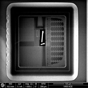 Unlock Microcontroller ATMEGA8535L Code from its memory, the code will be extracted from MCU in the format of heximal after disable the security fuse bit and redeposite the circuitry pattern by focus ion beam technique