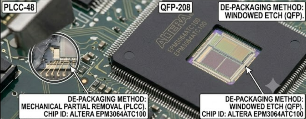 Notre équipe d’ingénieurs fournit des services spécialisés dans l’analyse et la récupération de dispositifs CPLD programmables Altera EPM3064ATC100 ainsi que de systèmes électroniques embarqués. Nous possédons une vaste expérience dans le traitement d’architectures CPLD Altera EPM3064ATC100 protégées et d’un large éventail de dispositifs programmables utilisés dans les applications industrielles et commerciales. Nos compétences comprennent des procédures avancées de lecture (readout), l’extraction de données de configuration, la récupération de fichiers binaires, la reconstruction de fichiers hexadécimaux, l’analyse de la mémoire et la préservation d’actifs critiques basés sur les CPLD Altera EPM3064ATC100.
Les entreprises ont souvent besoin de services professionnels pour effectuer des opérations de lecture (readout), d’extraction (dump), de copie, de réplication ou de récupération d’informations précieuses stockées dans un CPLD Altera EPM3064ATC100 protégé. Les ressources recherchées peuvent inclure des données de configuration, des fichiers de programmation logique, des images binaires archivées, des fichiers de programmation hexadécimaux, des interfaces logicielles embarquées, des firmwares de support ou une documentation de projet essentielle.
