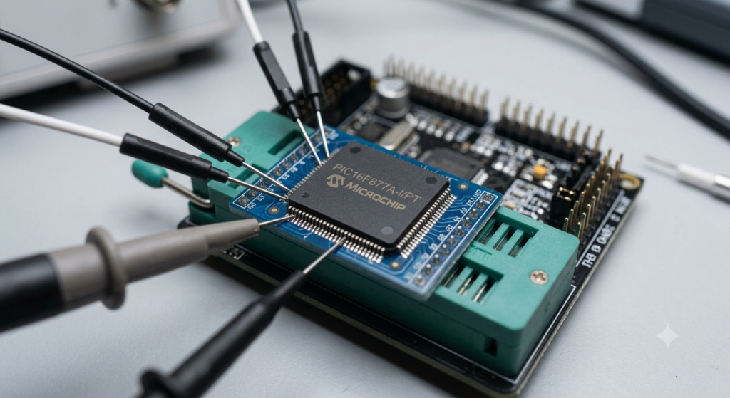 Lorsqu'un laboratoire d'ingénierie analytique reçoit pour mission de déverrouiller, déchiffrer ou contourner la protection d'un microcontrôleur Microchip PIC16F877A afin d'effectuer un readout sécurisé du code, le processus opérationnel dépasse les méthodes classiques d'interaction logicielle pour entrer dans le domaine de l'ingénierie de haute précision du MCU Microchip PIC16F877A. Le contournement du périmètre de sécurité d'un microprocesseur Microchip PIC16F877A protégé afin de réaliser un vidage complet des données nécessite des techniques non destructives d'analyse des circuits au niveau matériel permettant de neutraliser en toute sécurité les bits de protection actifs sans endommager la matrice logique du microprocesseur Microchip PIC16F877A. Les techniciens spécialisés utilisent des méthodes avancées d'analyse physique, telles que le voltage-glitching de haute précision, le profilage thermique localisé ou le micro-sondage directement appliqué au substrat exposé du microcontrôleur Microchip PIC16F877A, afin de désactiver temporairement les mécanismes de protection.