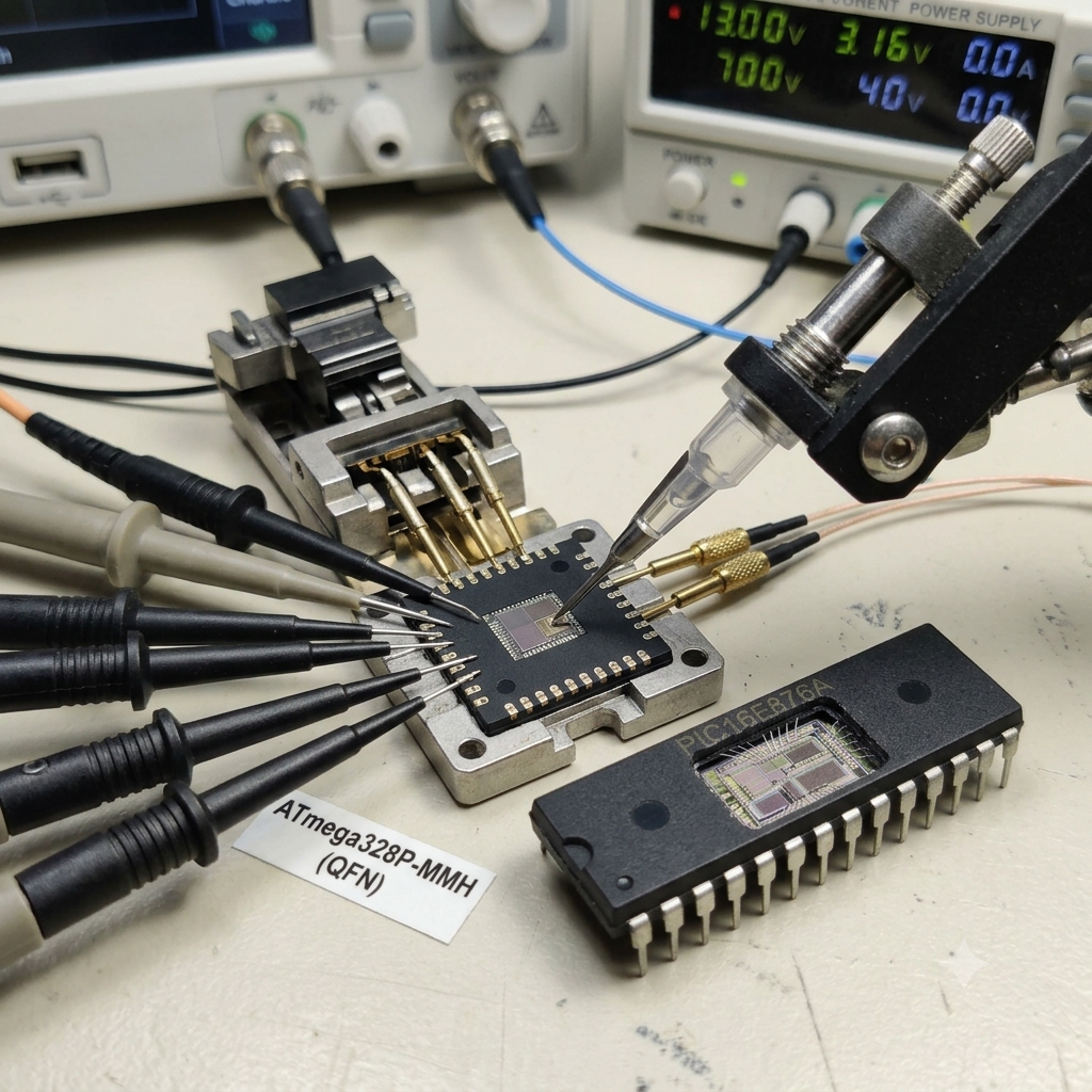 Lorsqu'un laboratoire d'ingénierie spécialisé reçoit pour mission d'analyser les mécanismes de sécurité d'un microcontrôleur Microchip PIC16F876A ou d'effectuer un readout propre à partir d'un système protégé basé sur un microprocesseur Microchip PIC16F876A, le processus entre dans le domaine de l'ingénierie des semi-conducteurs de haute précision. Pour déverrouiller, déchiffrer ou contourner la protection d'un microcontrôleur Microchip PIC16F876A et réaliser un vidage complet des données, les techniciens effectuent une analyse physique non destructive des circuits directement sur le substrat du MCU Microchip PIC16F876A. Des procédures spécialisées de microélectronique, telles que le voltage-glitching contrôlé, l'optimisation thermique ou le micro-sondage de haute précision, sont appliquées afin de désactiver temporairement les mécanismes de protection internes sans altérer la logique sous-jacente des portes. Une fois les barrières de sécurité du MCU Microchip PIC16F876A temporairement contournées, les ingénieurs peuvent accéder directement aux compartiments internes de stockage, permettant la copie, le vidage et l'extraction du code machine embarqué dans un format binaire ou hexadécimal intact à partir du microprocesseur original Microchip PIC16F876A pour une vérification complète du système.