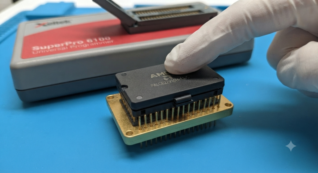 Para analisar, desbloquear ou realizar o readout da matriz de configuração oculta dentro de um Lattice CPLD PALCE22V10 protegido, engenheiros de microeletrônica utilizam métodos de análise física não destrutiva sobre o encapsulamento de silício exposto. Através da superação controlada dos mecanismos internos de segurança do Lattice CPLD PALCE22V10 utilizando manipulação precisa de tensão, sondagem a laser de alta precisão ou estresse térmico direcionado, os técnicos podem contornar temporariamente os sistemas de proteção sem danificar as macrocélulas principais. Após a restauração das linhas de comunicação, os engenheiros podem extrair a matriz bruta de fusíveis do Lattice CPLD PALCE22V10 armazenada nos blocos internos de EEPROM, memória Flash ou memória estática. A equipe técnica pode então copiar os caminhos lógicos exatos, extrair as regras proprietárias de firmware ou roteamento do código-fonte do Lattice CPLD PALCE22V10 e converter os dados obtidos em um arquivo binário ou hexadecimal verificado, proporcionando uma reprodução completa do software original e dos conteúdos de dados do programa.