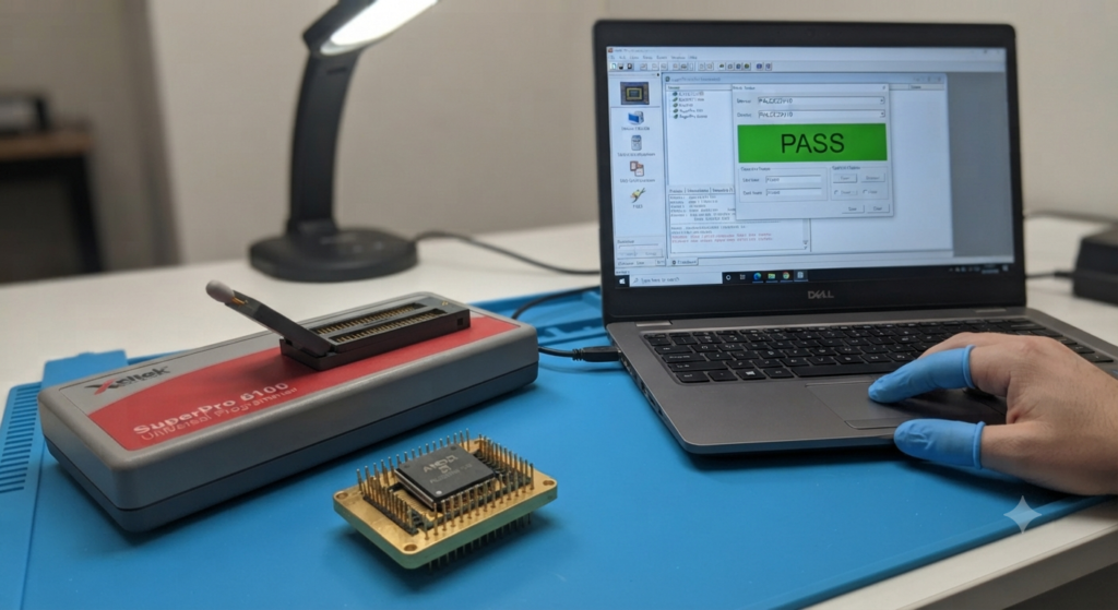 Per analizzare, sbloccare o eseguire il readout della matrice di configurazione nascosta all'interno di un Lattice CPLD PALCE22V10 protetto, gli ingegneri della microelettronica utilizzano metodi di analisi fisica non distruttiva sul contenitore in silicio esposto. Attraverso un'attenta gestione dei meccanismi di sicurezza interni del Lattice CPLD PALCE22V10 mediante variazioni controllate della tensione, tecniche di probing laser di precisione o sollecitazioni termiche mirate, i tecnici possono temporaneamente superare i meccanismi di protezione senza danneggiare le macrocelle fondamentali. Una volta ripristinate le linee di comunicazione, gli ingegneri possono acquisire la matrice grezza dei fusibili del Lattice CPLD PALCE22V10 contenuta nei blocchi interni di EEPROM, Flash o memoria statica. Il personale tecnico può quindi copiare gli esatti percorsi logici, estrarre le regole proprietarie di configurazione firmware o di instradamento del codice sorgente del Lattice CPLD PALCE22V10 e convertire il risultato in un file binario o esadecimale verificato, ottenendo una riproduzione completa del software originale e dei contenuti dati del programma.