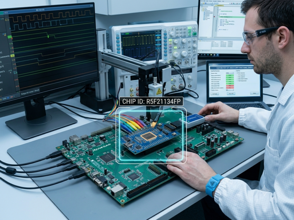 Atunci când echipele tehnice trebuie să obțină acces la resursele de program flash protejate ale microcontrolerului Renesas R5F21134FP MCU sau să efectueze un readout sigur, procesul necesită tehnici specializate de recuperare fizică în domeniul microelectronicii, nu metode convenționale de depanare software. Ocolirea mecanismelor encrypted sau locked ale microcontrolerului Renesas R5F21134FP pentru operațiuni de crack, decrypt, copy sau dump ale memoriei interne necesită analize precise la nivel de circuit direct pe substratul de siliciu expus al circuitului integrat sau al microprocesorului. După reducerea temporară a acestor mecanisme de protecție ale microprocesorului Renesas R5F21134FP, inginerii pot accesa direct compartimentele interne de stocare, inclusiv spațiul principal de cod flash și registrele auxiliare eeprom. Acest proces nedistructiv permite tehnicienilor să efectueze readout al embedded software ascuns din microcontrolerul Renesas R5F21134FP, să copy logica dispozitivului și să transforme datele brute ale registrelor într-un fișier binary sau heximal fără erori pentru validare completă.