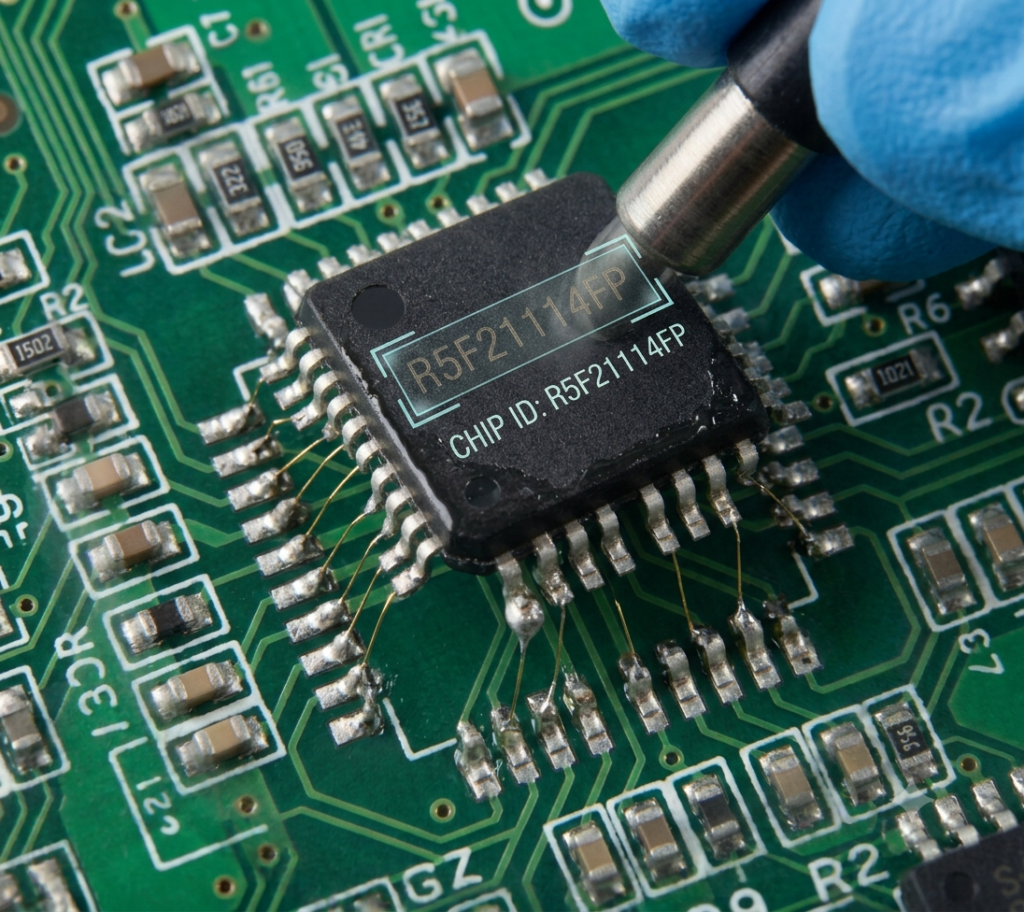 जब कोई इंजीनियरिंग प्रयोगशाला संरक्षित renesas या nec R5F21114FP प्रोसेसिंग यूनिट को क्रैक, अनलॉक या डिक्रिप्ट करने का विशेष अनुरोध प्राप्त करती है, तो प्रक्रिया सामान्य सॉफ़्टवेयर डिबगिंग से आगे बढ़कर उच्च-परिशुद्धता अर्धचालक विश्लेषण में परिवर्तित हो जाती है। लॉक या एन्क्रिप्टेड renesas या nec R5F21114FP microcontroller की सुरक्षा संरचना को पार करके पूर्ण रीडआउट (readout) या संपूर्ण डेटा डंप (data dump) प्राप्त करने के लिए सिलिकॉन सब्सट्रेट पर प्रत्यक्ष, गैर-विनाशकारी भौतिक हस्तक्षेप की आवश्यकता होती है। इन सुरक्षा परतों के हटने के बाद इंजीनियर renesas या nec R5F21114FP microprocessor की अंतर्निहित Flash मेमोरी और सहायक EEPROM एरे से सीधे संपर्क स्थापित कर सकते हैं। यह नियंत्रित पहुँच विशेषज्ञों को मूल renesas या nec R5F21114FP MCU में संग्रहीत मशीन कोड की प्रतिलिपि बनाने, डंप प्राप्त करने और निकालने की अनुमति देती है तथा कच्चे सिलिकॉन रजिस्टर लॉजिक को एक सुरक्षित बाइनरी (Binary) या हेक्साडेसिमल (Hexadecimal/Heximal) प्रोग्राम फ़ाइल में परिवर्तित करती है ताकि व्यापक सत्यापन किया जा सके.